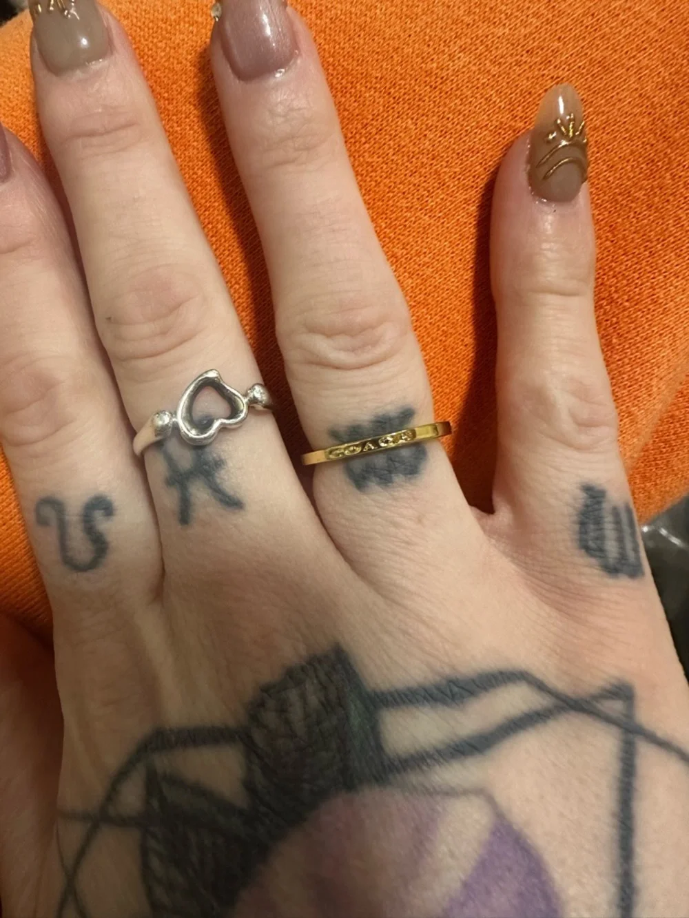 Coach Gold Tone Signature Slim Bangle Ring
